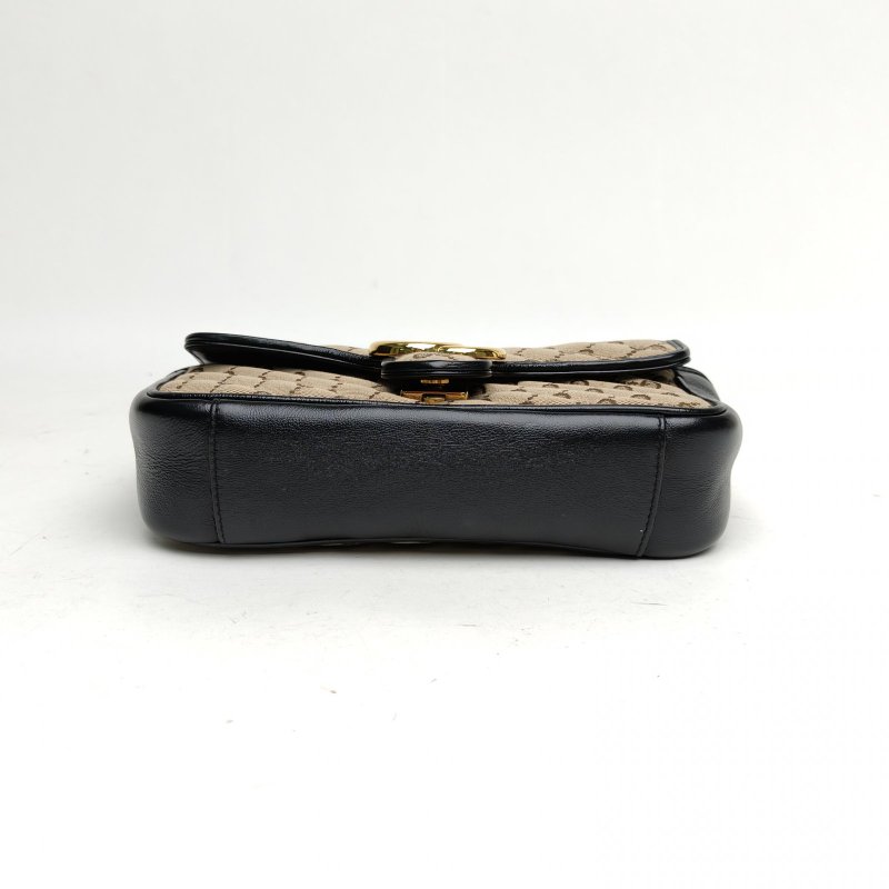 GUCCI GGMarmont肩背包Mini老花帆布金扣肩背包-4