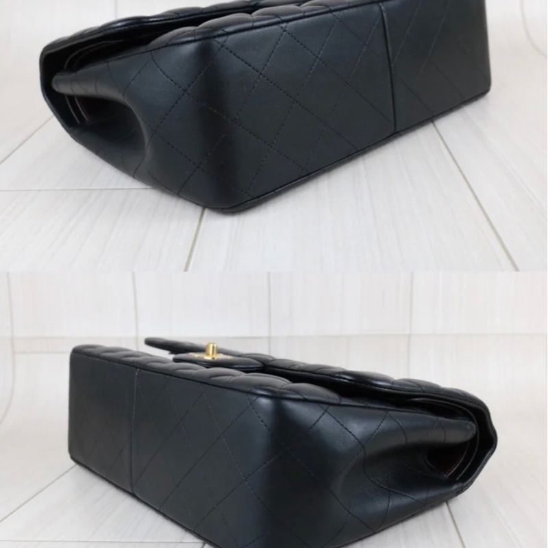 「JL精品代購」9新 Chanel香奈兒Jumbo CF羊皮金扣黑色-5
