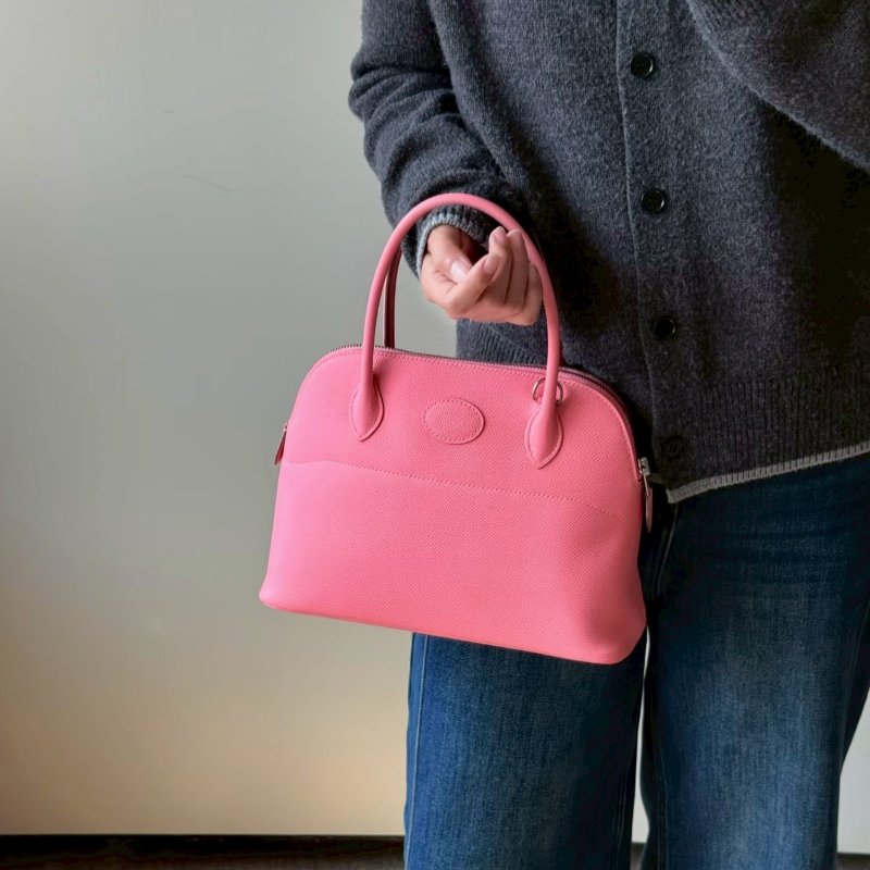 HERMES杜鵑粉Swift皮銀釦Bolide27cm-0