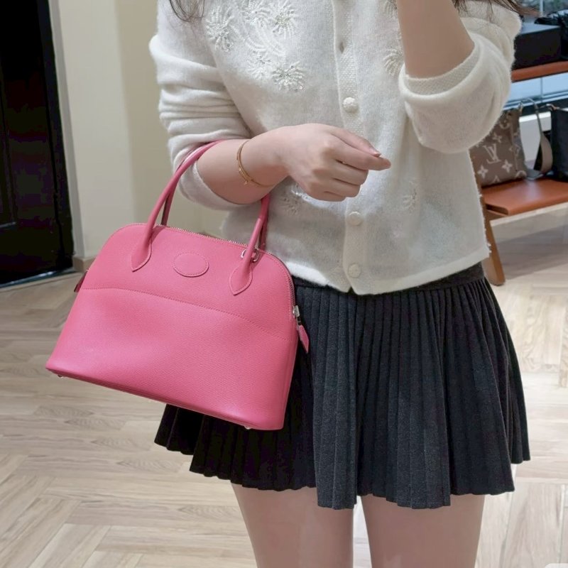 HERMES杜鵑粉Swift皮銀釦Bolide27cm-1