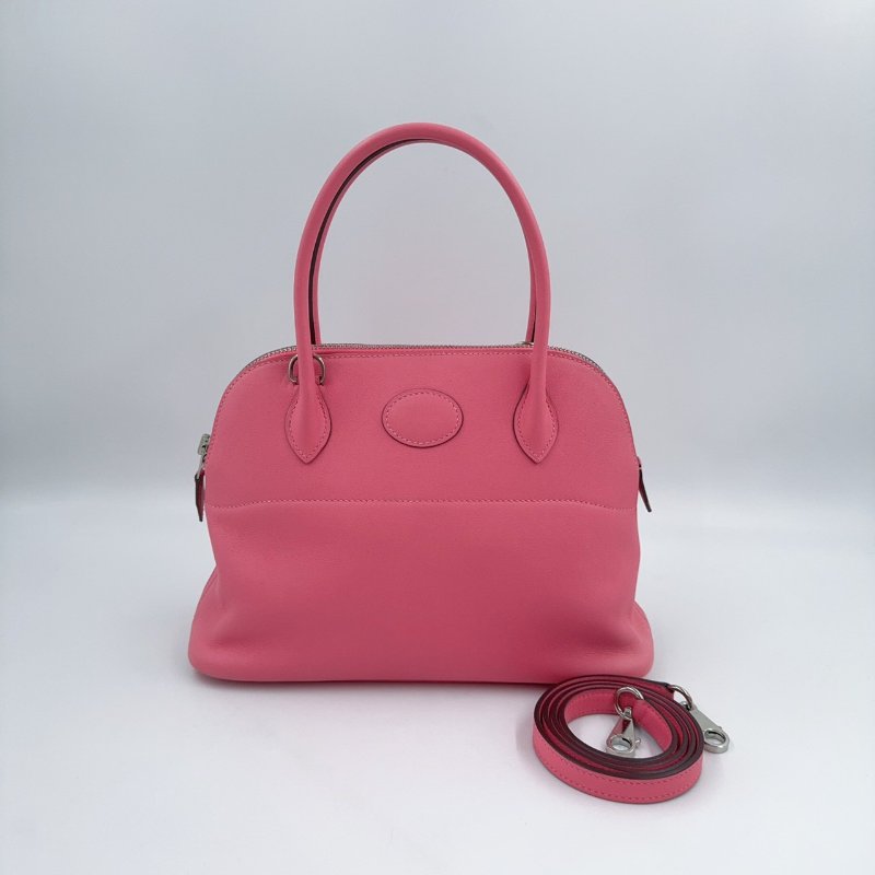 HERMES杜鵑粉Swift皮銀釦Bolide27cm-2