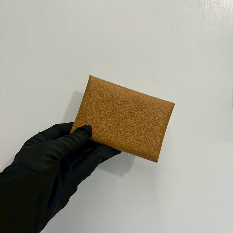 Hermes Calvi Duo焦糖色x氣泡綠B刻 山羊皮卡包-0