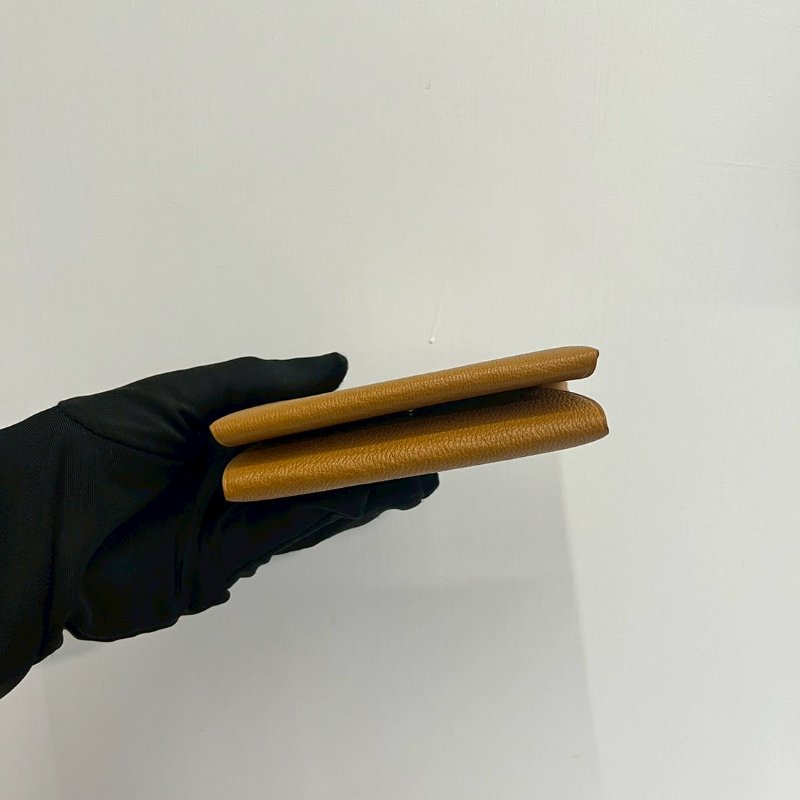 Hermes Calvi Duo焦糖色x氣泡綠B刻 山羊皮卡包-2