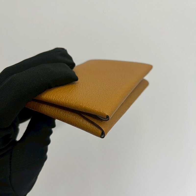 Hermes Calvi Duo焦糖色x氣泡綠B刻 山羊皮卡包-3