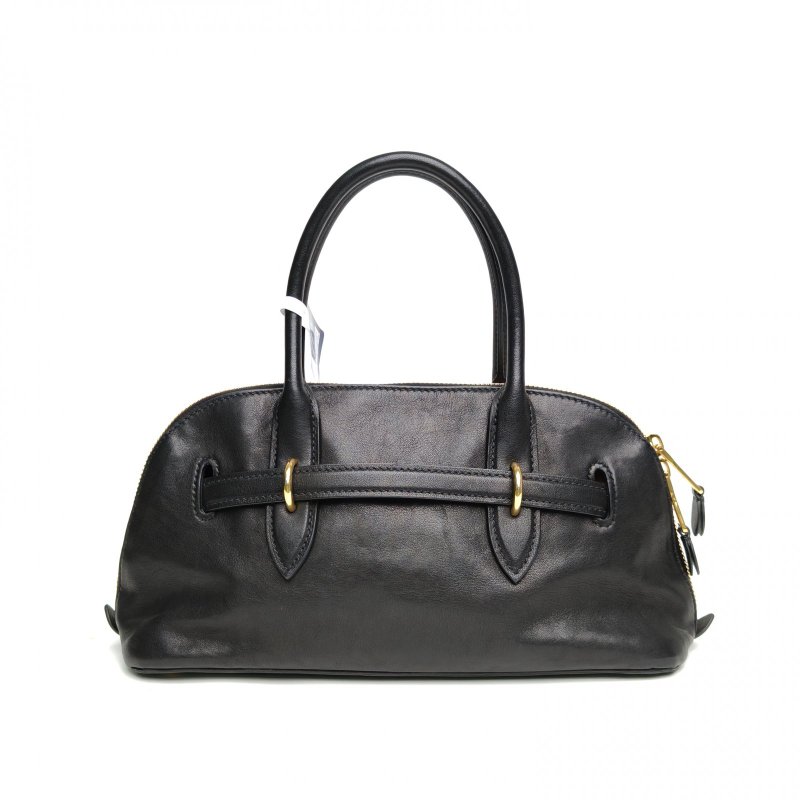 MIU MIU 黑色羊皮金扣AventureNappa手提包中號肩背包-2