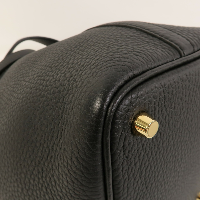 HERMES Clemence皮革Picotin PM手挽袋Noir-9