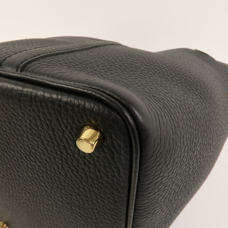 HERMES Clemence皮革Picotin PM手挽袋Noir-11