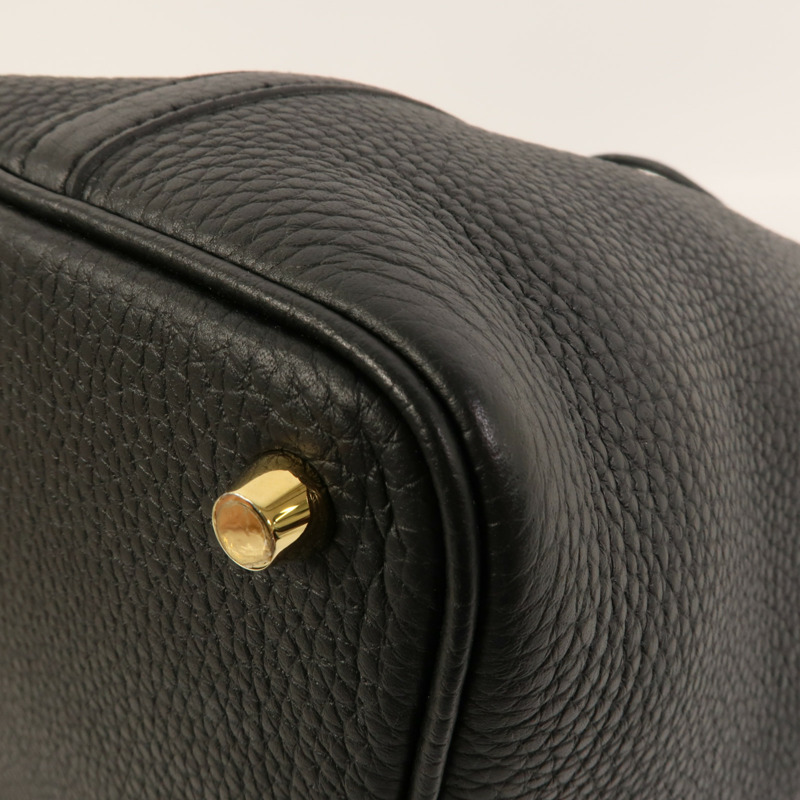 HERMES Clemence皮革Picotin PM手挽袋Noir-12