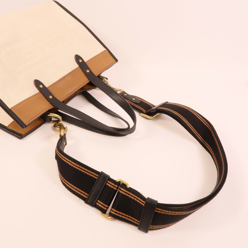 COACH 牛皮皮革Field Tote 30手挽肩背兩用袋-4