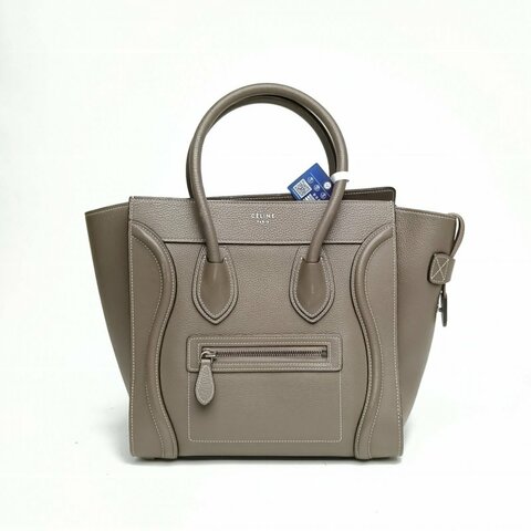 CELINE Luggage笑臉包Micro26灰色牛皮肩背包