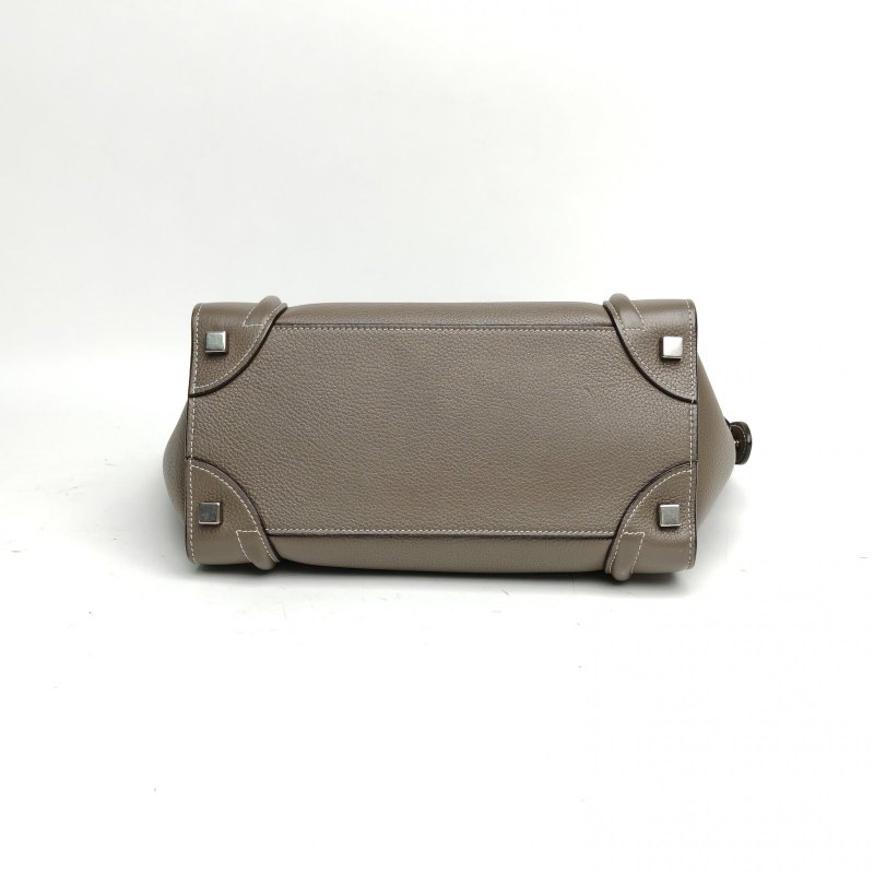 CELINE Luggage笑臉包Micro26灰色牛皮肩背包-4