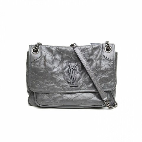 SAINT LAURENT Niki中號28灰色牛皮灰扣肩背包