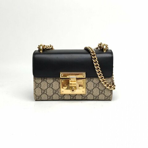 GUCCI Padlock鎖頭包小號黑色牛皮金扣肩背包