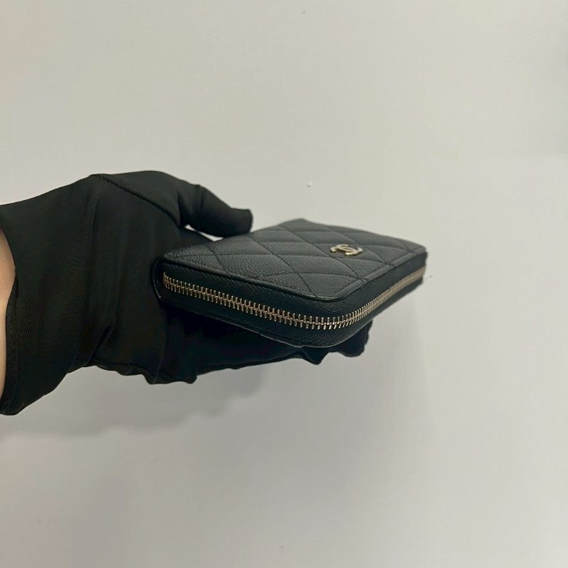 Chanel 大ㄇ拉鏈短夾零錢包晶片款-2