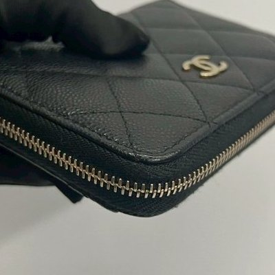 Chanel 大ㄇ拉鏈短夾零錢包晶片款-5