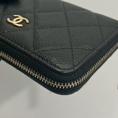 Chanel 大ㄇ拉鏈短夾零錢包晶片款-6