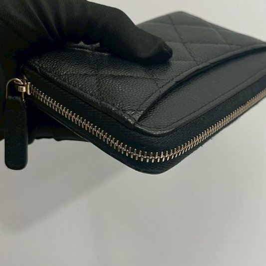 Chanel 大ㄇ拉鏈短夾零錢包晶片款-7