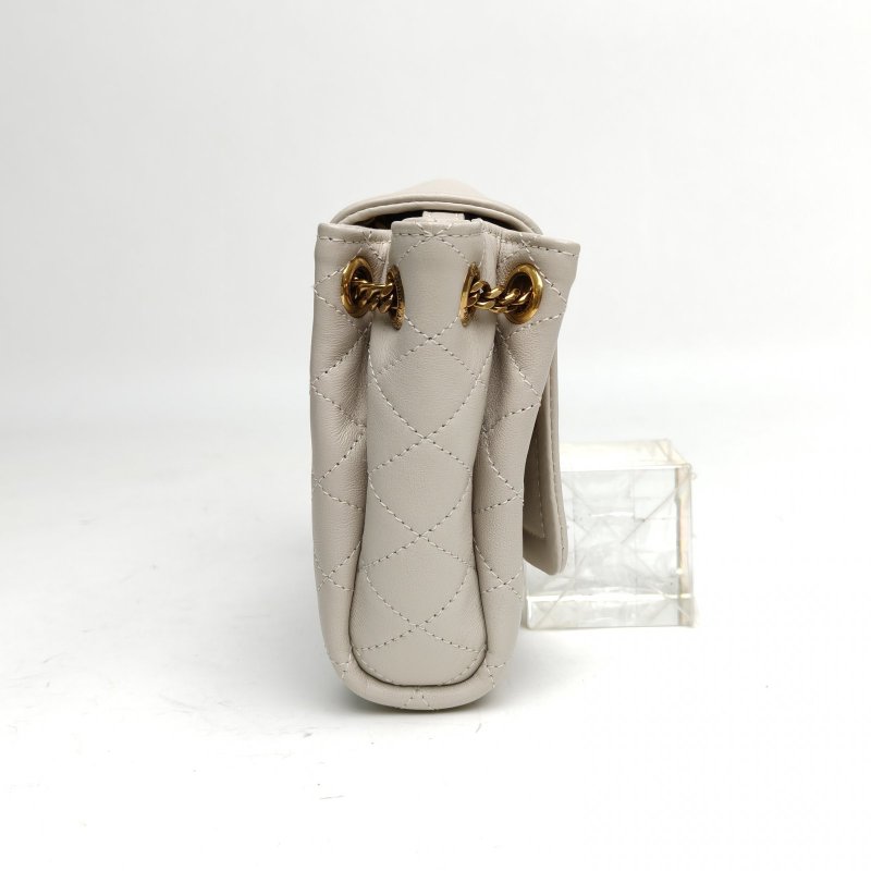 SAINT LAURENT NolitaMini18白色羊皮金扣肩背包-3