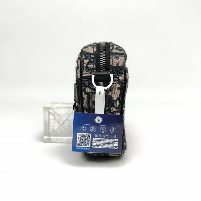 DIOR 墨藍色帆布銀扣2023Safari相機包肩背包-1