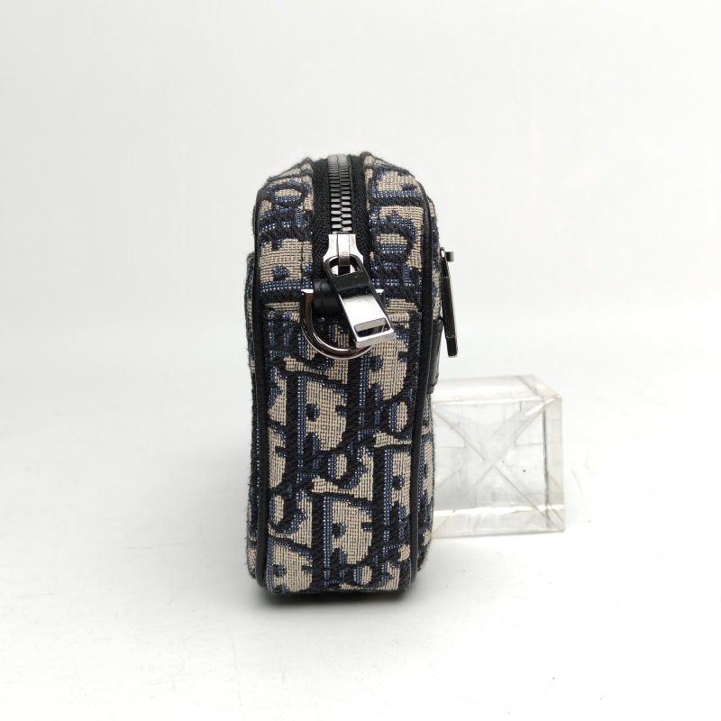 DIOR 墨藍色帆布銀扣2023Safari相機包肩背包-3