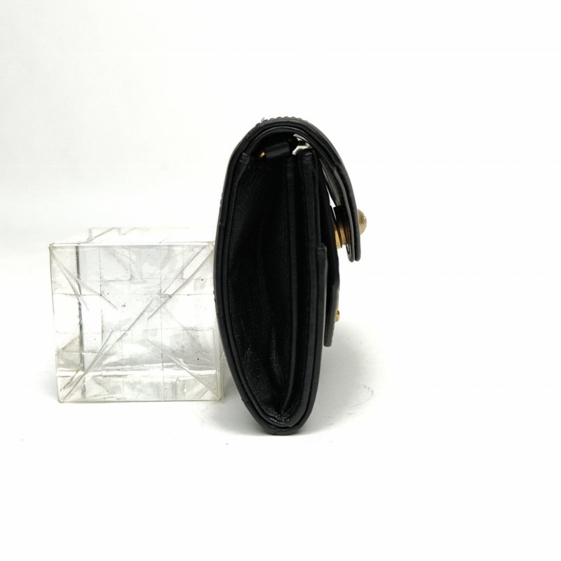 CHANEL 黑色牛皮26開金扣mini鏈條包零錢包肩背包-1