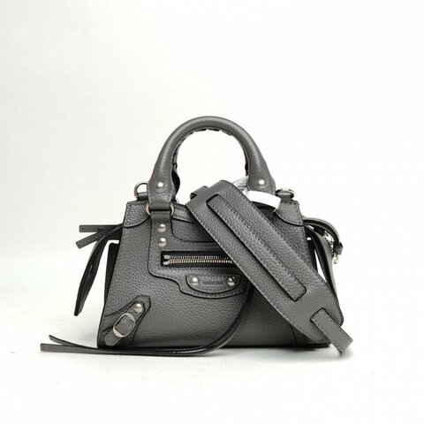 BALENCIAGA NEOCLASSIC手提機車包超Mini灰色肩背包