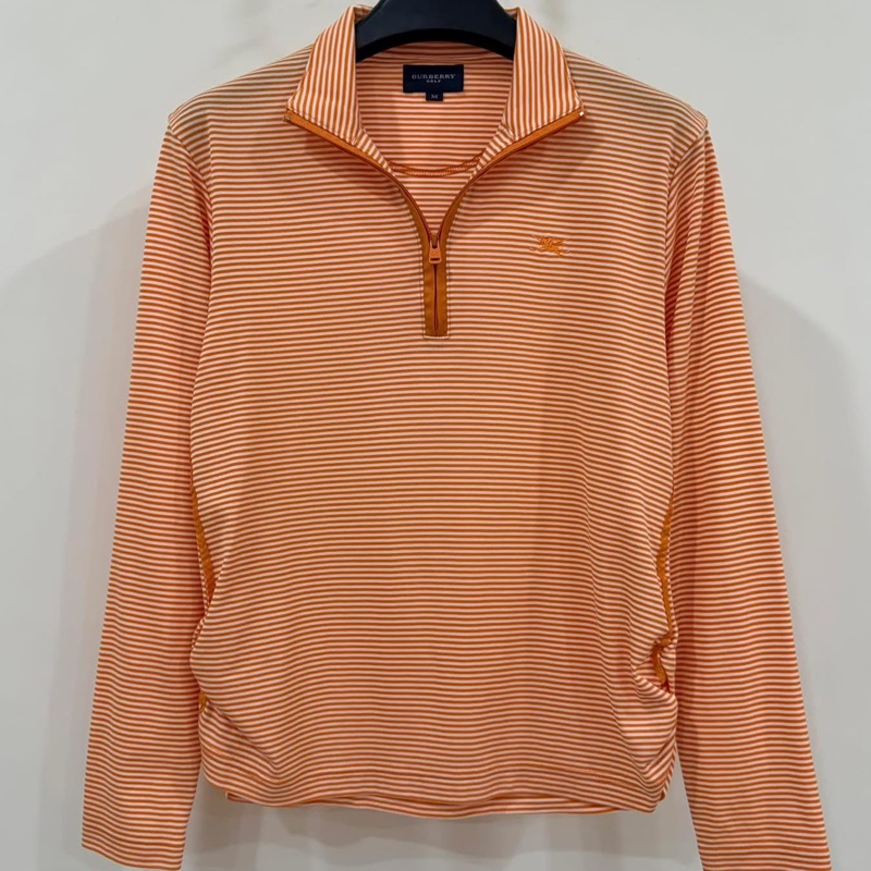 BURBERRY GOLF 夏款立領橫條超彈戰馬POLO上衣-2