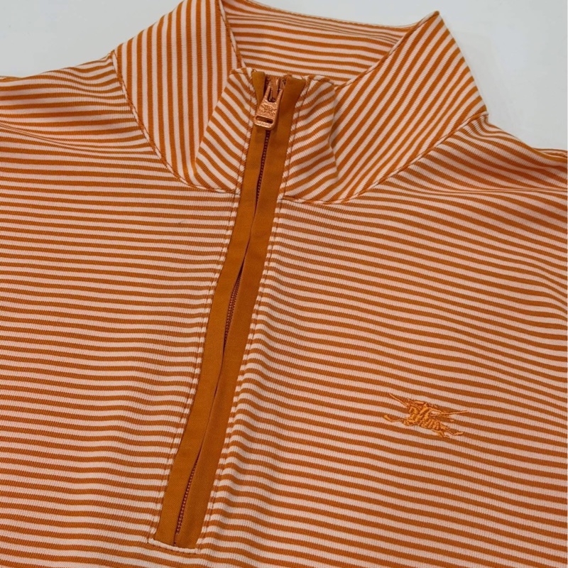 BURBERRY GOLF 夏款立領橫條超彈戰馬POLO上衣-4
