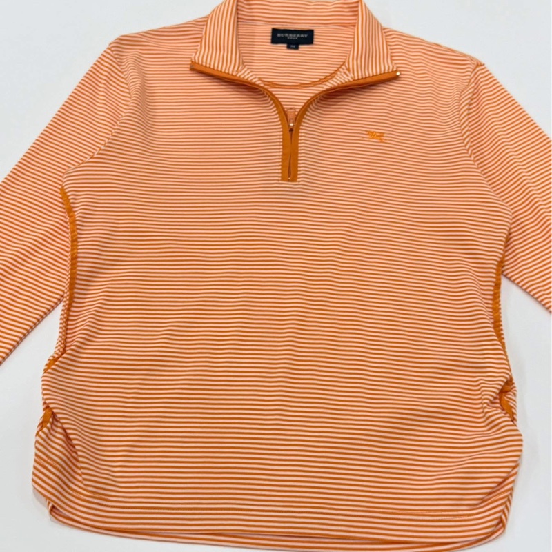 BURBERRY GOLF 夏款立領橫條超彈戰馬POLO上衣-7
