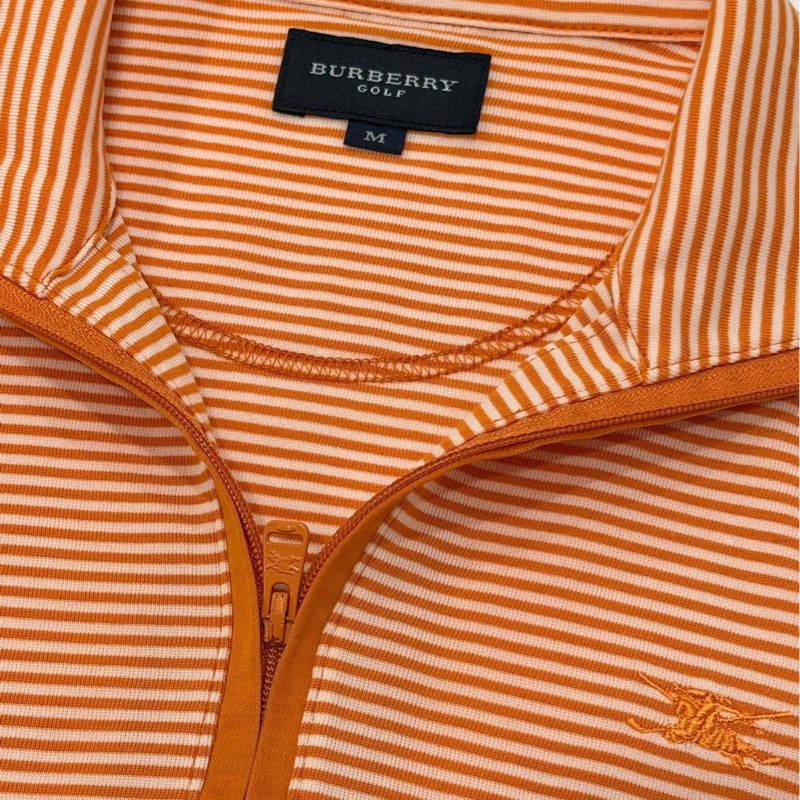 BURBERRY GOLF 夏款立領橫條超彈戰馬POLO上衣-8