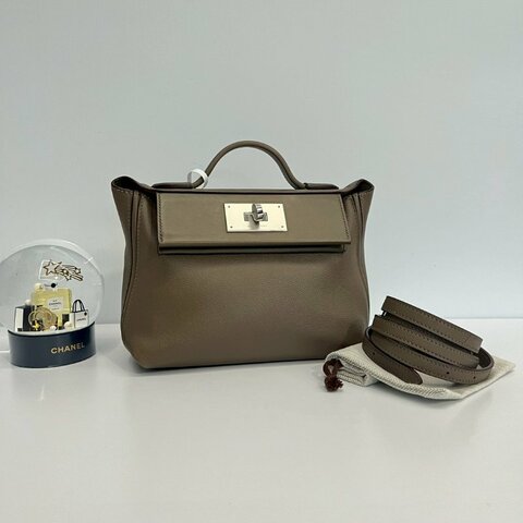 Hermes 2424 mini 大象灰 銀釦 B刻 Evercolor皮 全配有購證+鑑定書