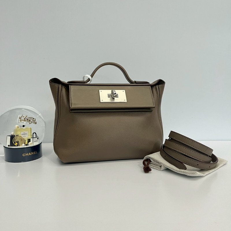 Hermes 2424 mini 大象灰 銀釦 B刻 Evercolor皮 全配有購證+鑑定書-0