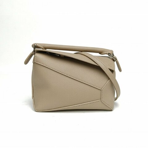 LOEWE Puzzle18幾何包迷你MINI淺灰色牛皮肩背包