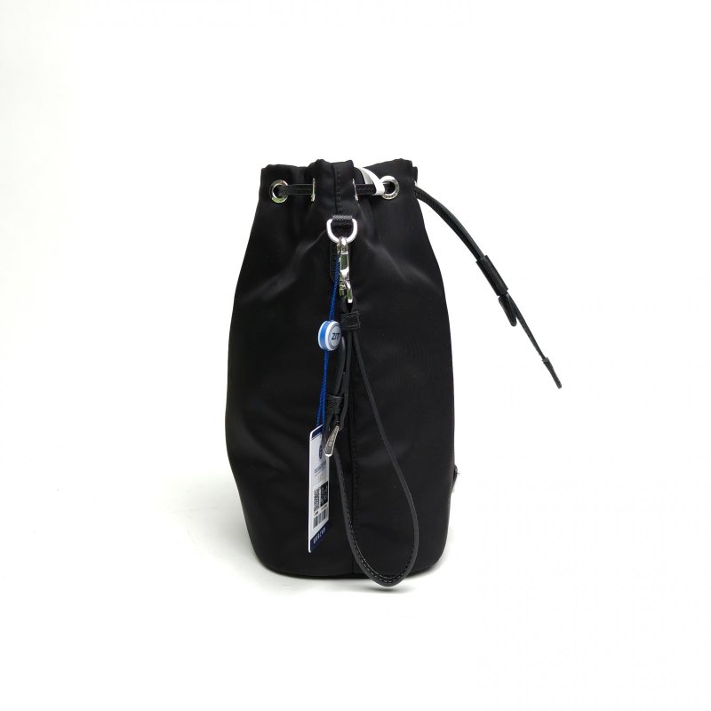 PRADA 黑色尼龍抽繩水桶手拿包肩背包-3