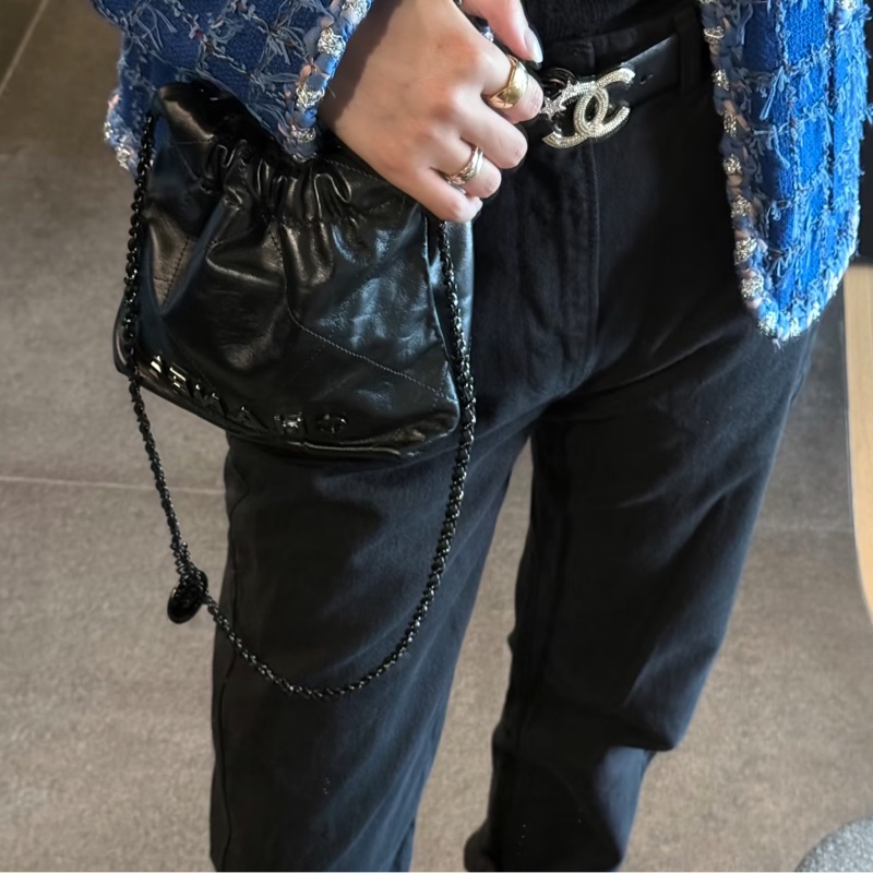 CHANEL soblack全黑22bag mini芯片款奶酷奶酷的24年票 🚁-6
