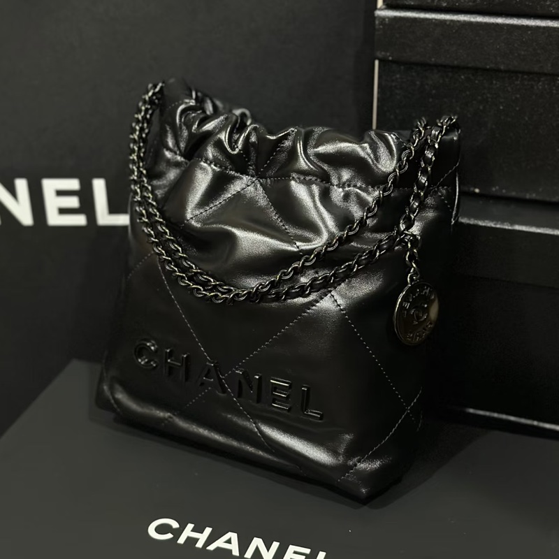 CHANEL soblack全黑22bag mini芯片款奶酷奶酷的24年票 🚁-10