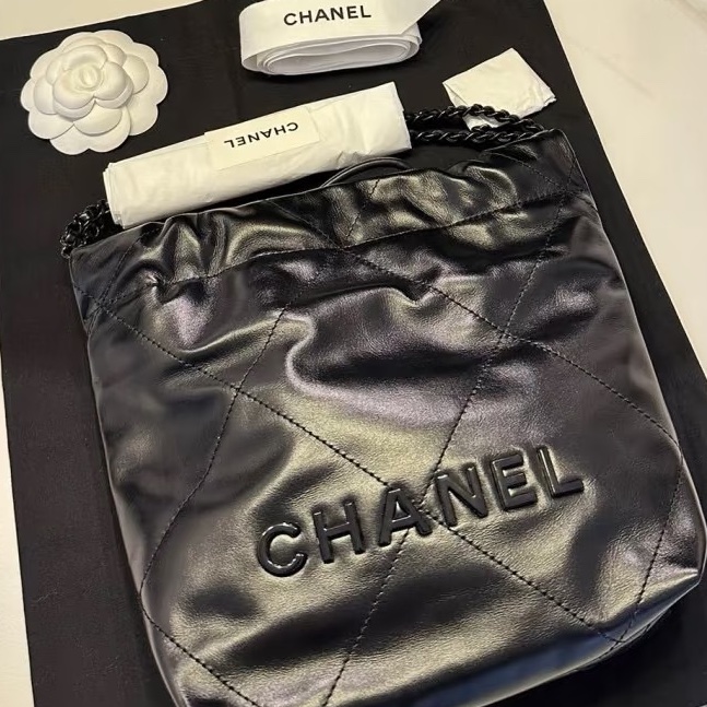 CHANEL soblack全黑22bag mini芯片款奶酷奶酷的24年票 🚁-13