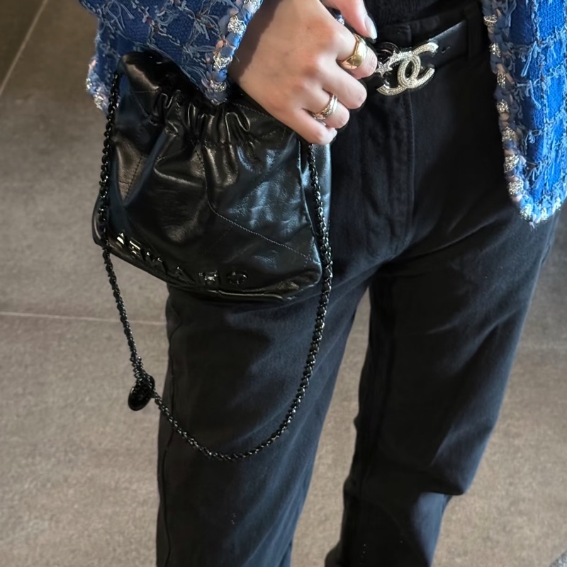 CHANEL soblack全黑22bag mini芯片款奶酷奶酷的24年票 🚁-24