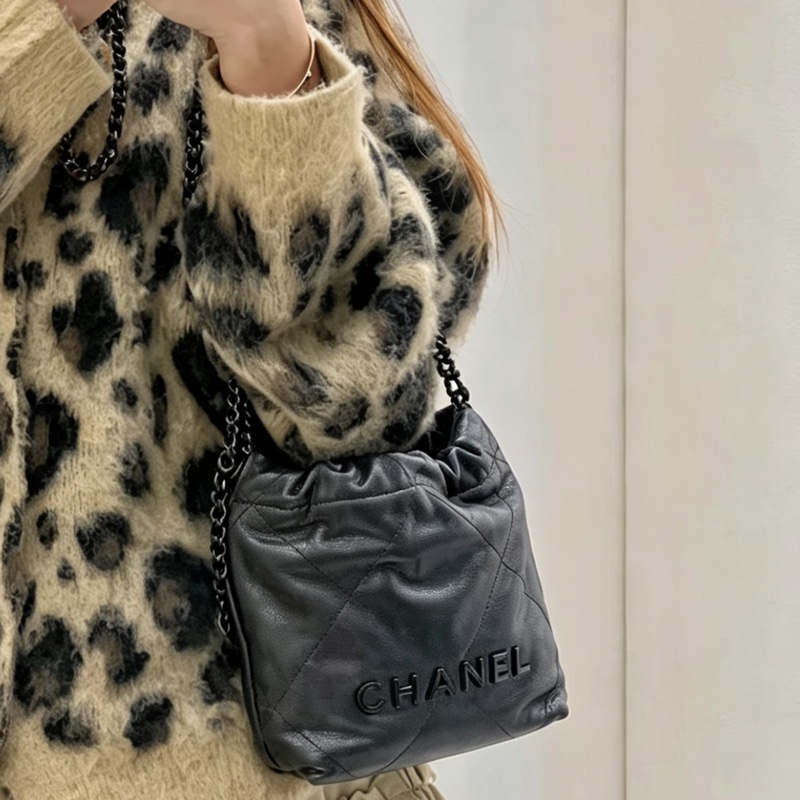 CHANEL soblack全黑22bag mini芯片款奶酷奶酷的24年票 🚁-25