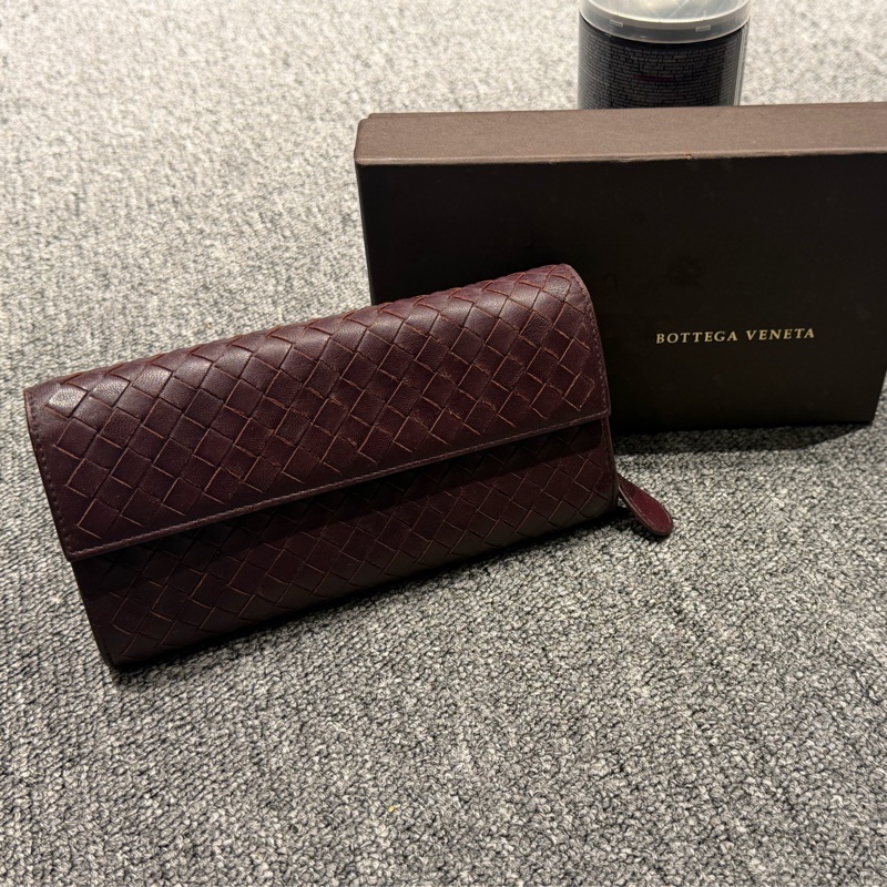 Bottega Veneta紅棕色長夾-0