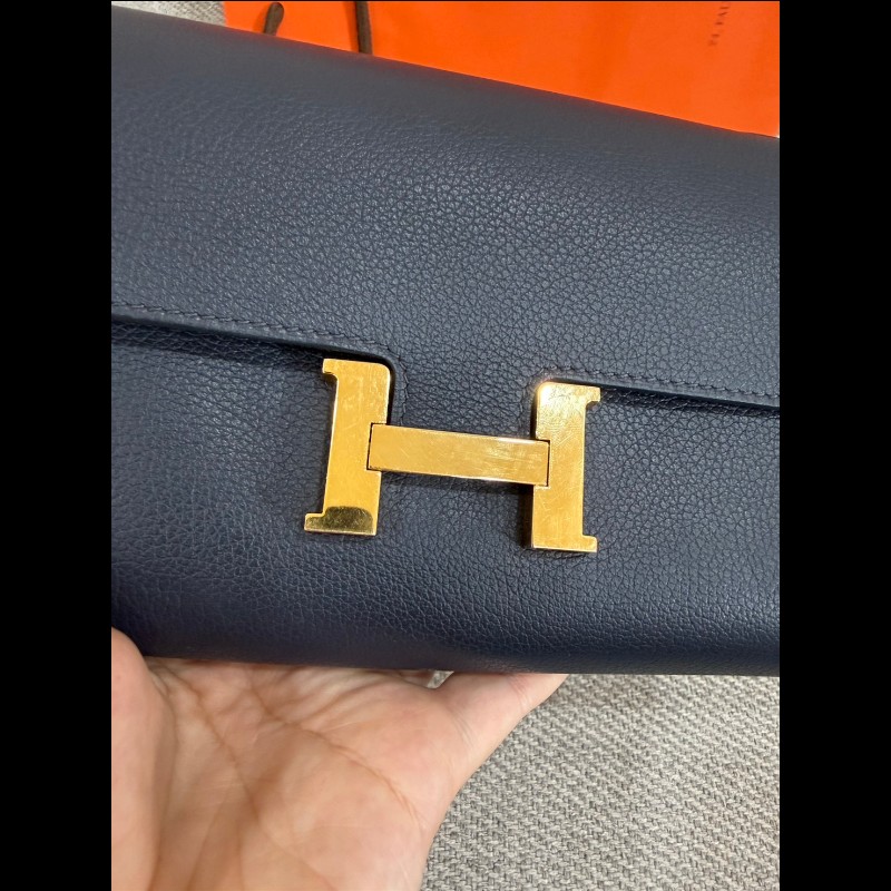 Hermes constance to go 夜晚藍金扣-19