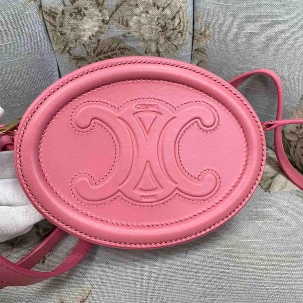 Celine粉紅馬卡龍小圓餅斜背包-0