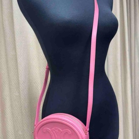 Celine粉紅馬卡龍小圓餅斜背包-1