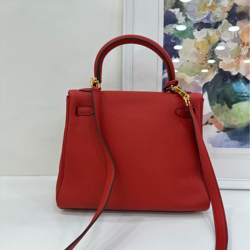 Hermes 愛馬仕 紅色Kelly25金扣 Togo皮 X刻-1