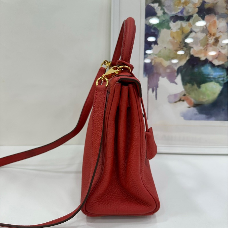 Hermes 愛馬仕 紅色Kelly25金扣 Togo皮 X刻-2