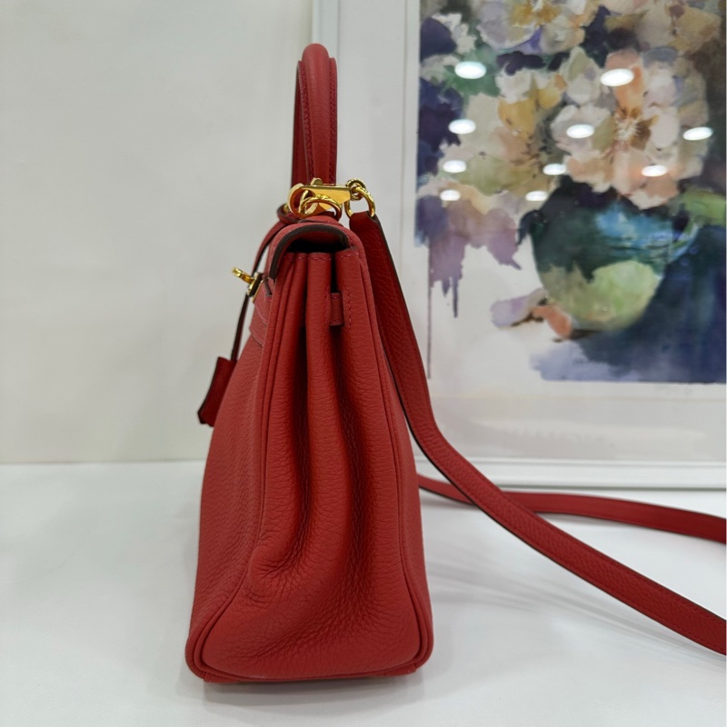 Hermes 愛馬仕 紅色Kelly25金扣 Togo皮 X刻-3