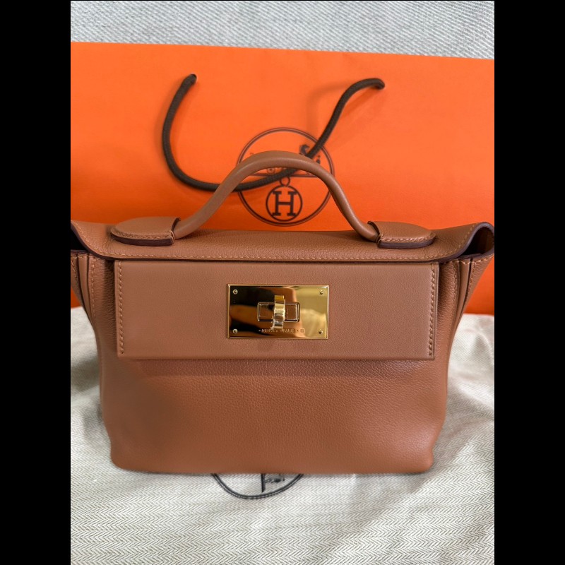 Hermès 2424 mini 金棕金釦-6