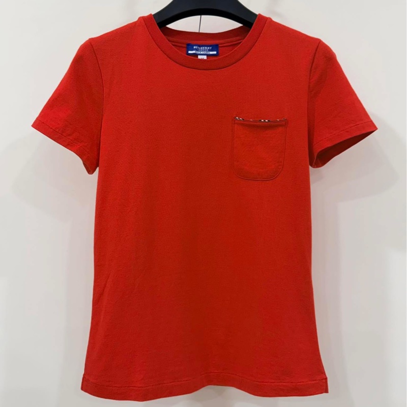 BURBERRY 藍標 口袋格紋滾邊上衣 紅-2