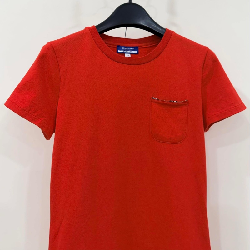 BURBERRY 藍標 口袋格紋滾邊上衣 紅-6