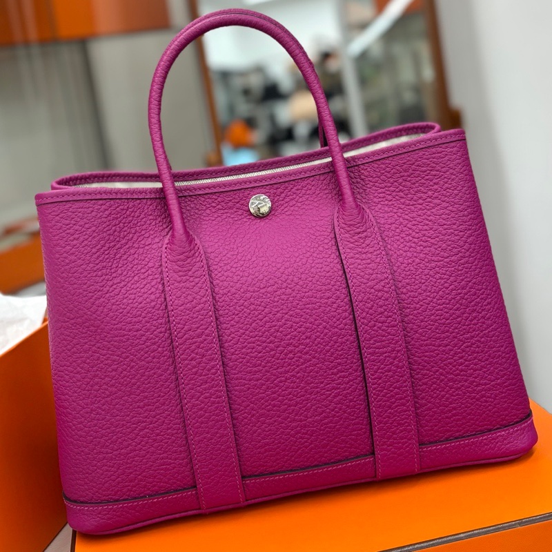【近新閒置品】愛馬仕 Hermes L3玫瑰紫Garden party花園30 A刻 country皮-0